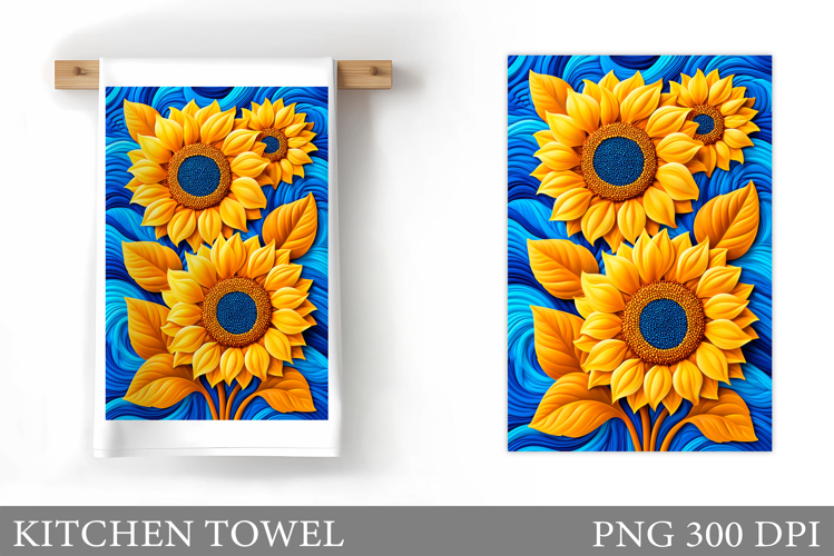 Sunflowers Kitchen Towel. Flowers Kitchen Towel Design