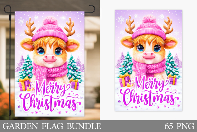 Christmas Cow Garden Flag. Christmas Garden Flag Sublimation