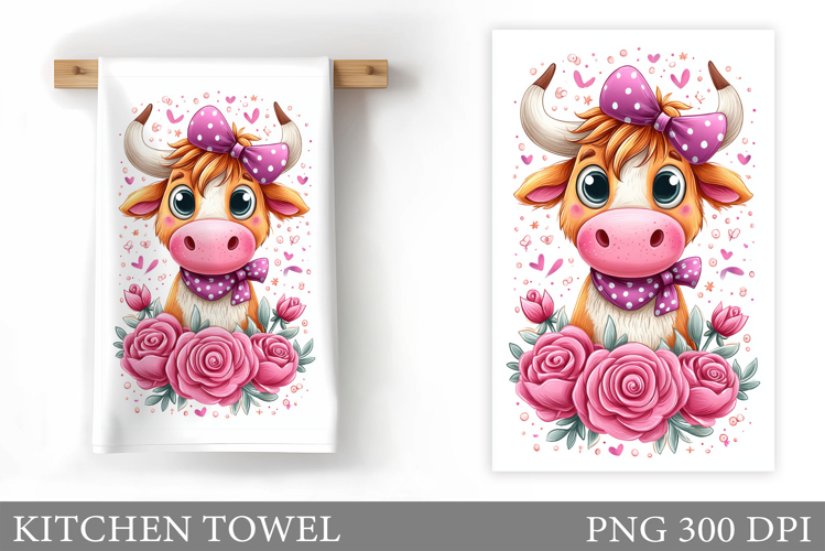 Cute Cow Kitchen Towel. Cow Summer Kitchen Towel Design example image 1