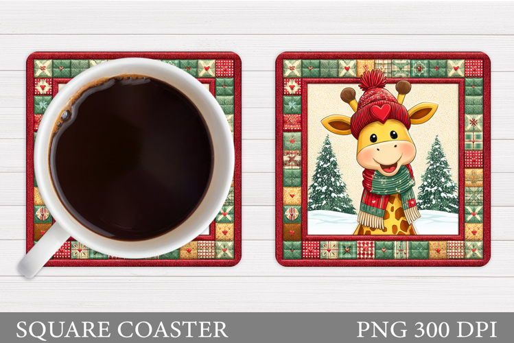 Christmas Giraffe Coaster. Christmas Coaster Sublimation