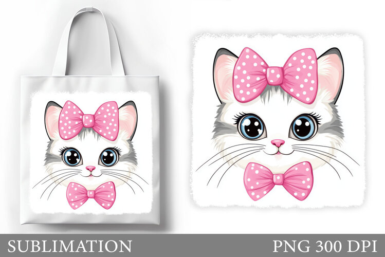 Cute Cat Sublimation. Cute Cat Tote Bag Sublimation example image 1