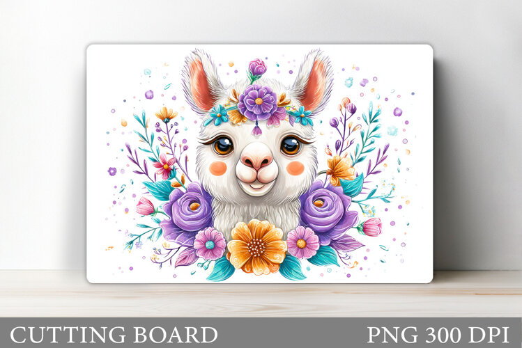 Lama Cutting Board Design. Lama Flowers Cutting Board example image 1