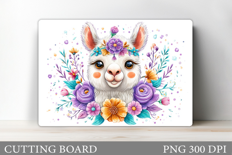 Lama Cutting Board Design. Lama Flowers Cutting Board