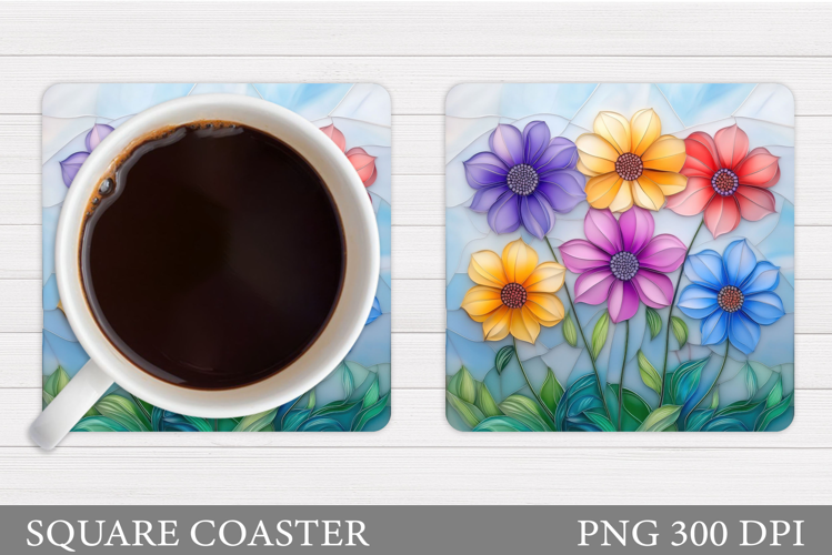 Floral Coaster Design. Flowers Coaster Sublimation