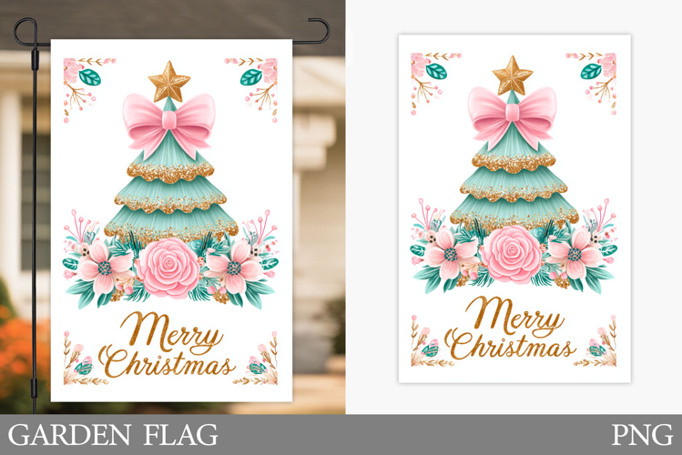 Christmas Tree Garden Flag. Merry Christmas Garden Flag
