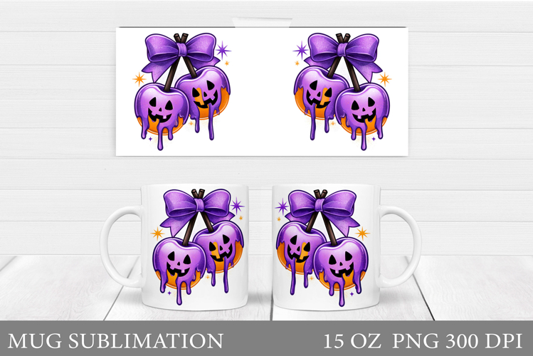 Cherry Pumpkin Mug Design. Halloween Mug Sublimation