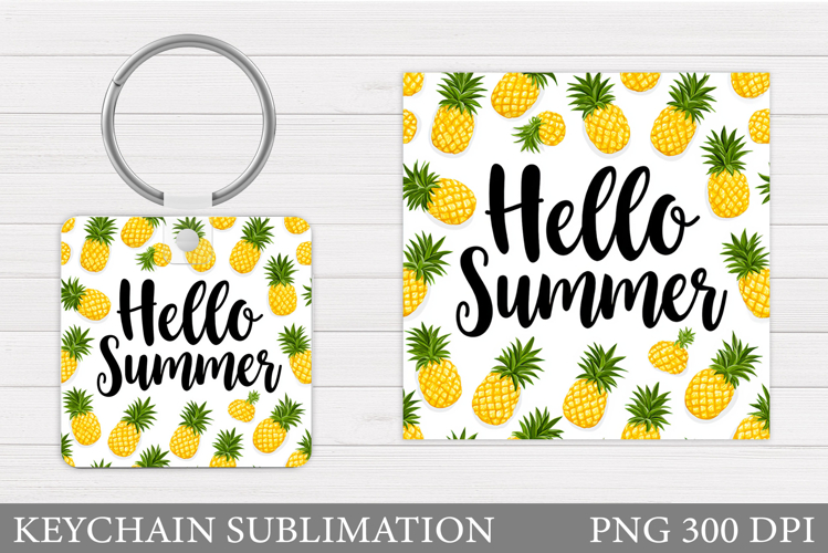 Hello Summer Keychain Sublimation. Summer Keychain Design
