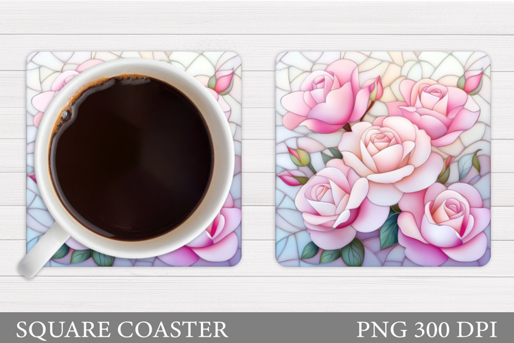 Roses Coaster Sublimation. Flowers Coaster Design