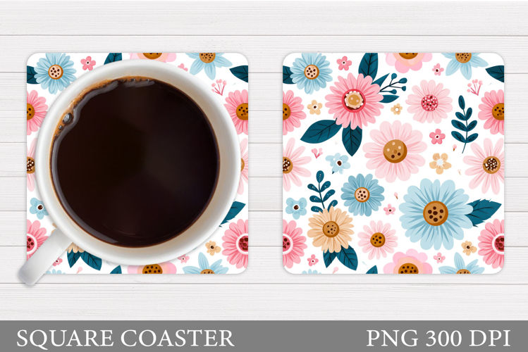 Floral Coaster Sublimation. Flowers Coaster Design