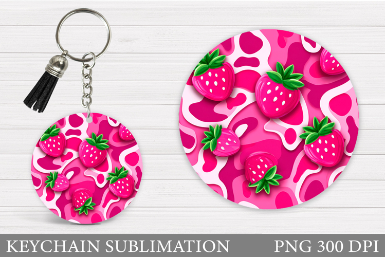 Strawberry Keychain Design. Berries Keychain Sublimation
