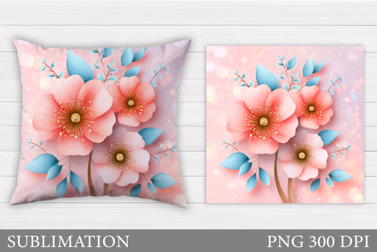 Flowers Pillow Design. Floral Pillow Sublimation