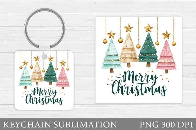 Merry Christmas Keychain. Christmas Keychain Design example image 1