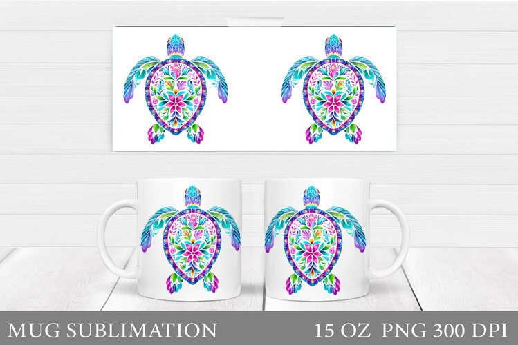 Turtle Mug Sublimation. Sea Turtle Mug Design example image 1