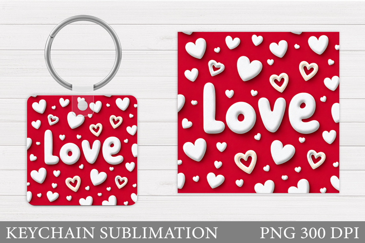 Love Keychain Design. Valentine Keychain Sublimation