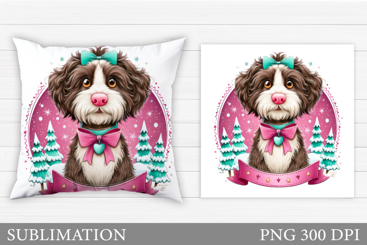 Christmas Dog Pillow Design. Christmas Pillow Sublimation