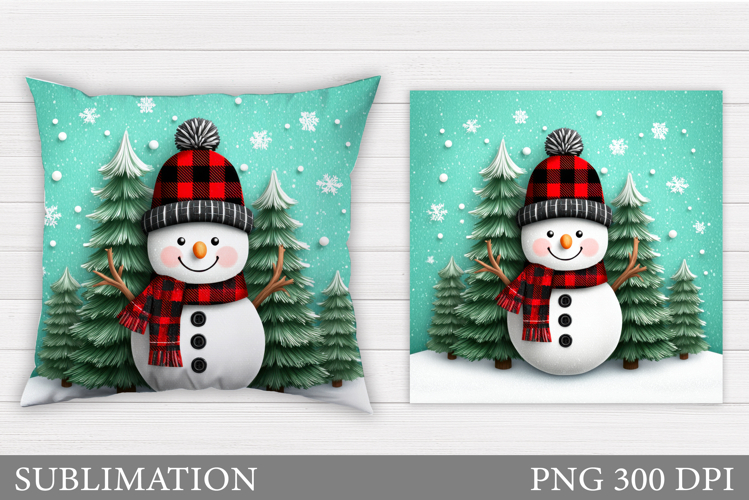 Christmas Snowman Pillow. Christmas Pillow Sublimation
