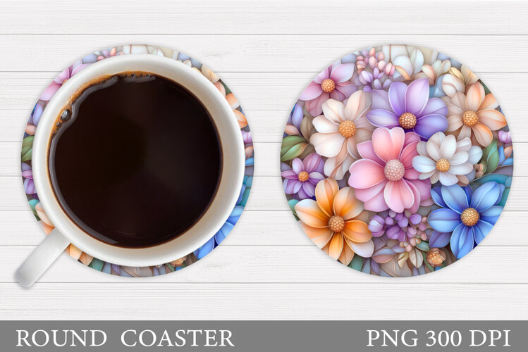 Wildflowers Coaster Design. Flowers Coaster Sublimation example image 1