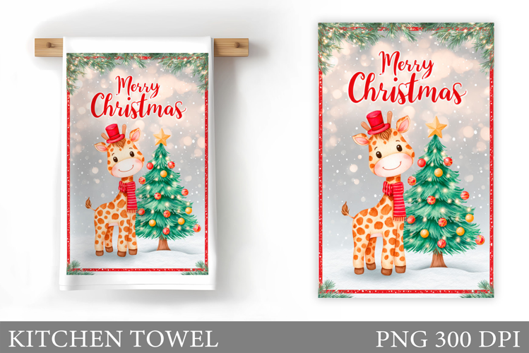 Cute Giraffe Kitchen Towel. Christmas Kitchen Towel Design