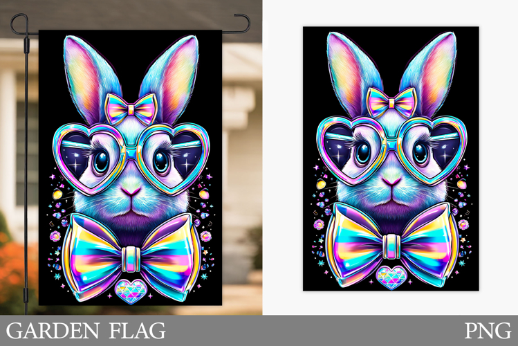Cute Bunny Garden Flag. Summer Garden Flag Sublimation