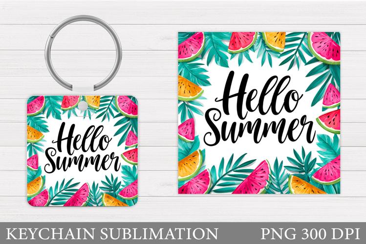 Hello Summer Keychain Sublimation. Summer Keychain Design