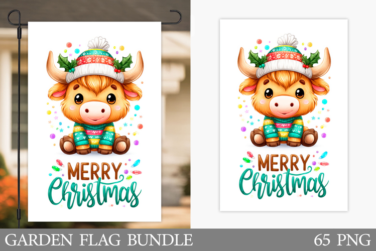 Christmas Cow Garden Flag. Christmas Garden Flag Sublimation