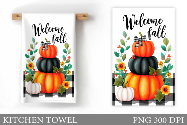 Pumpkin Kitchen Towel. Fall Kitchen Towel Sublimation