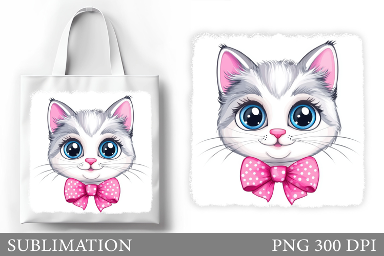 Cute Cat Sublimation. Cute Cat Tote Bag Sublimation