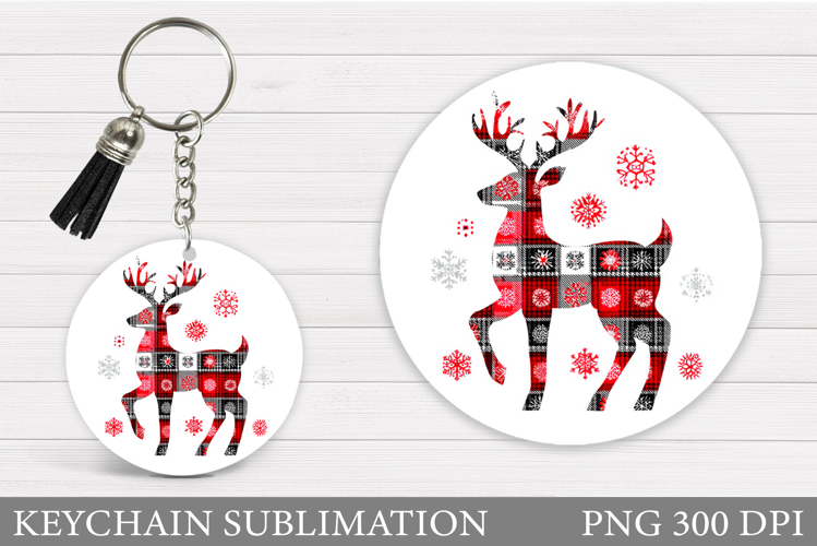 Reindeer Keychain Design. Christmas Keychain Sublimation