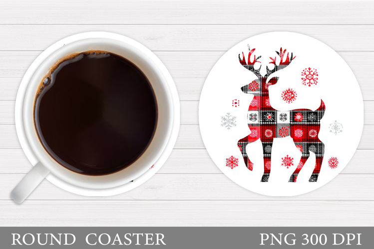Reindeer Coaster Design. Christmas Round Coaster Design