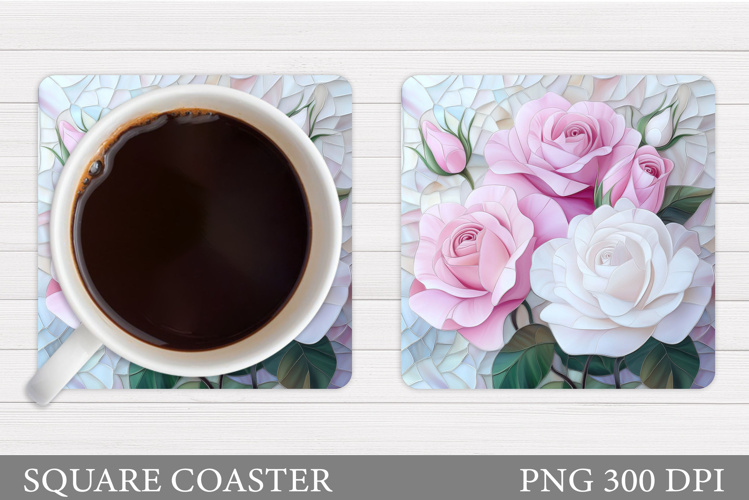 Roses Coaster Sublimation. Flowers Coaster Design
