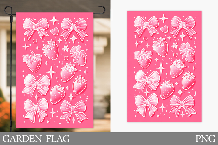 Strawberry Garden Flag Design. Summer Garden Flag