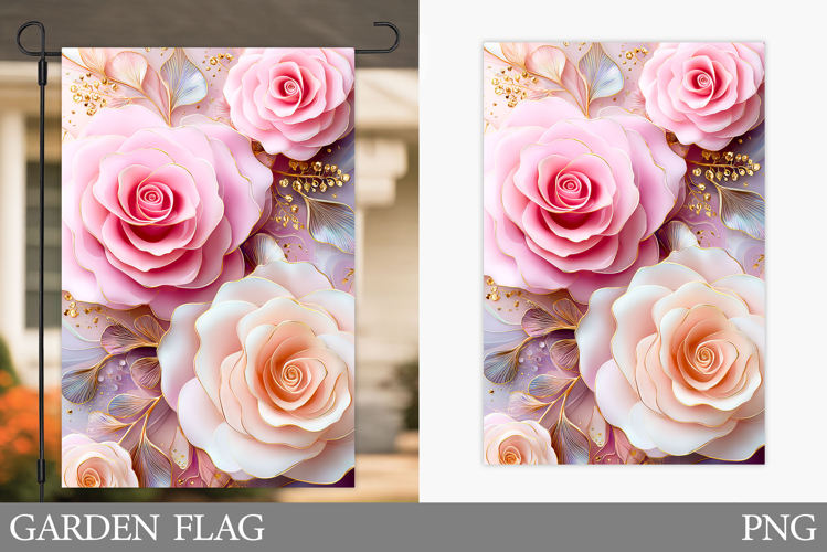 Roses Garden Flag Design. Flowers Garden Flag Sublimation