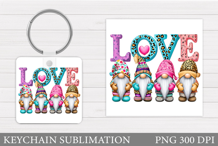 Valentines Gnome Keychain. Valentines Keychain Design