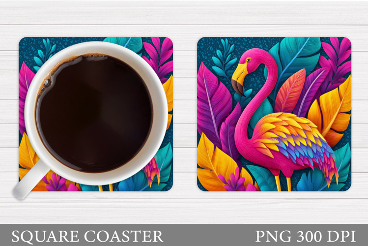 Flamingo Coaster Design. Summer Coaster Sublimation