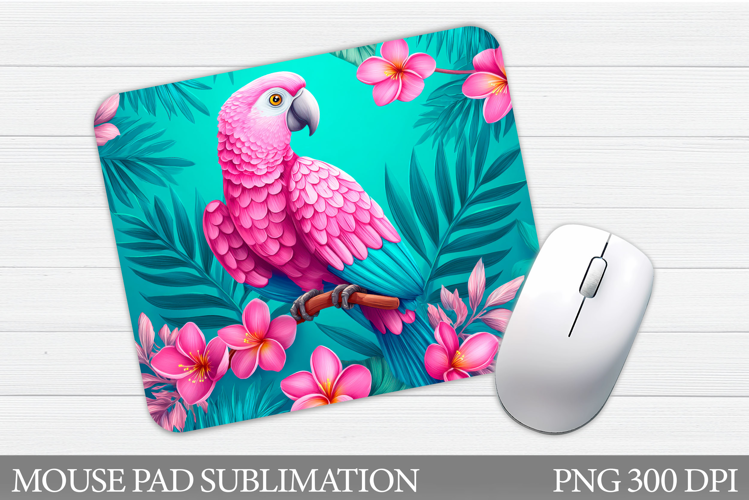 Parrot Mouse Pad Design. Parrot Flower Mouse Pad Sublimation