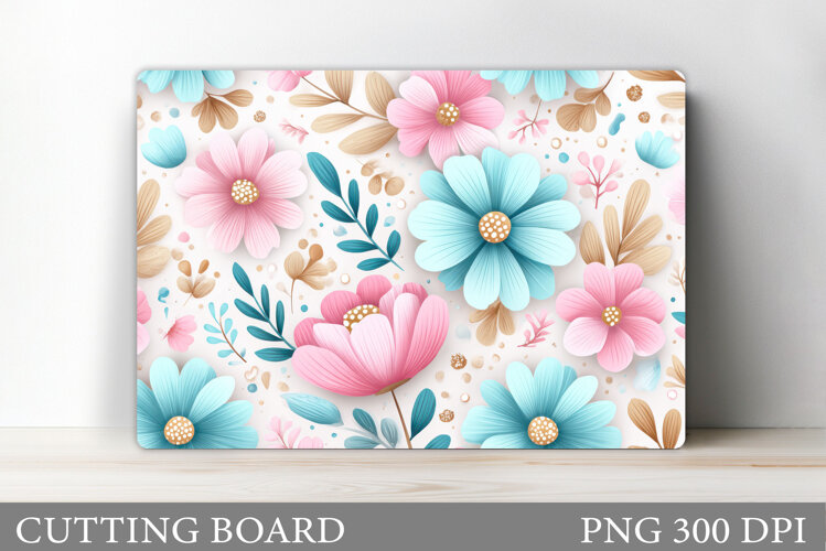 Flowers Cutting Board Design. Floral Sublimation example image 1