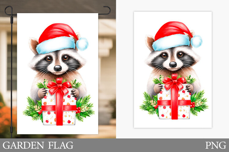 Christmas Raccoon Kitchen Towel. Christmas Kitchen Towel example image 1