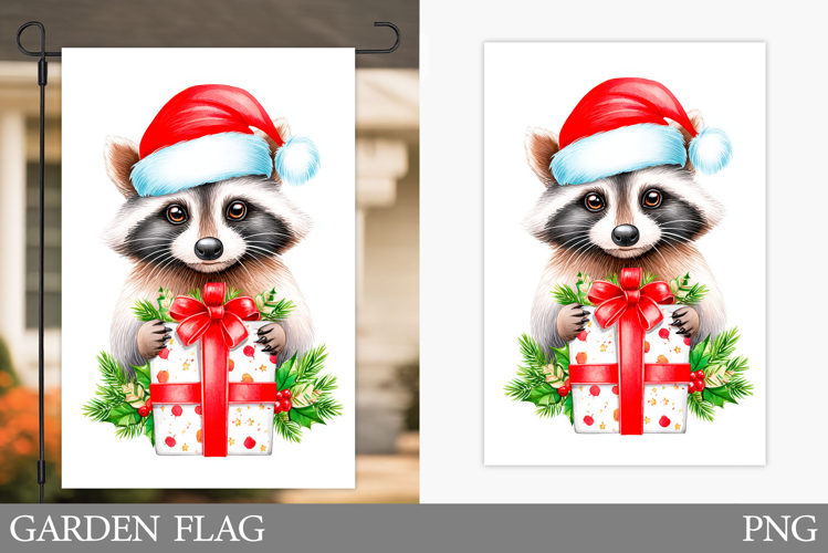 Christmas Raccoon Kitchen Towel. Christmas Kitchen Towel