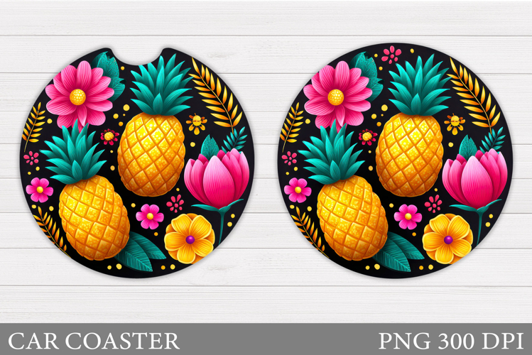 Pineapple Car Coaster Design. Pineapple Sublimation