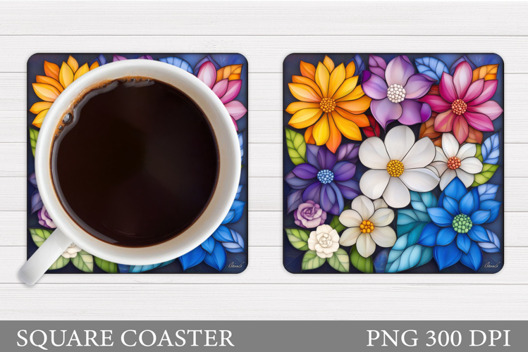 Wildflowers Coaster Design. Floral Coaster Sublimation
