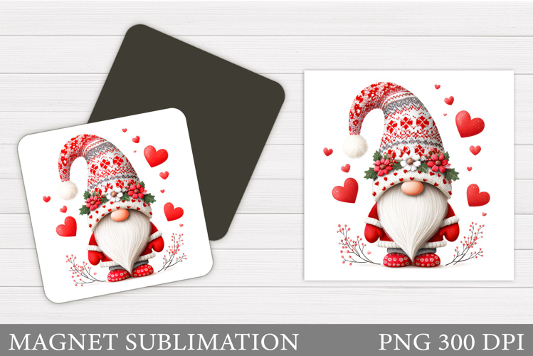 Valentines Gnome Magnet. Valentines Magnet Sublimation