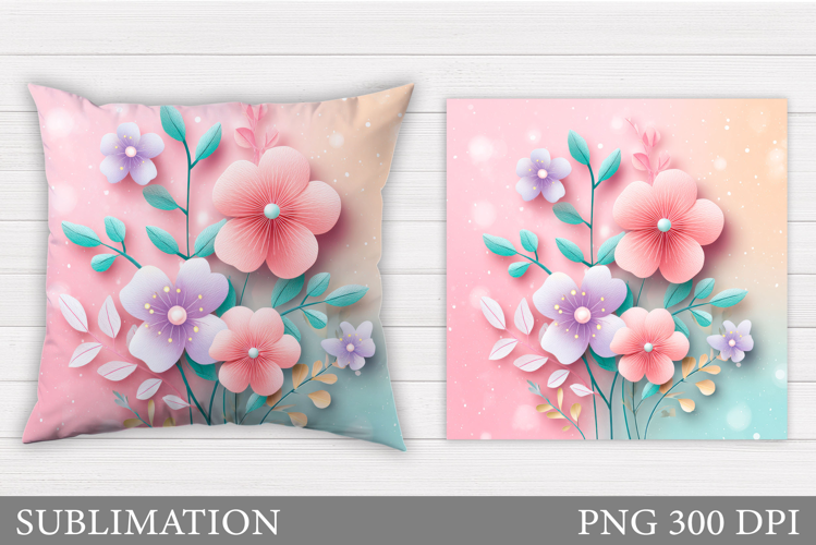 Floral Pillow Design. Flowers Pillow Sublimation