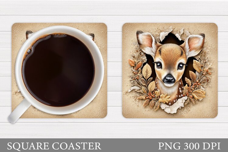 Fall Deer Coaster Design. Deer Sublimation example image 1