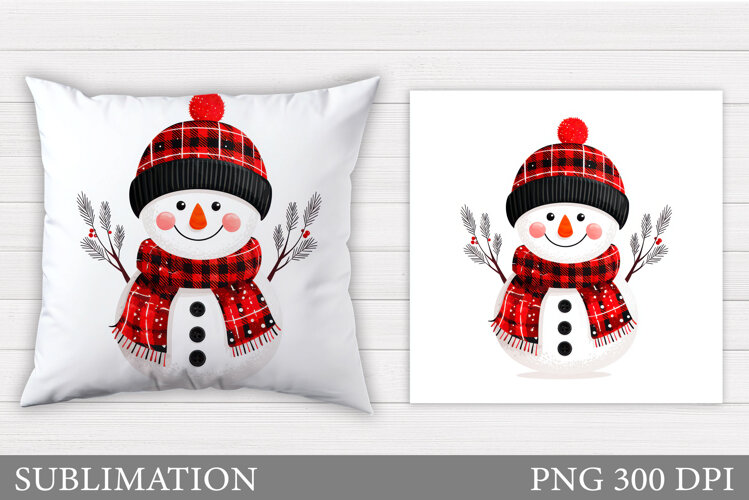 Cute Snowman Pillow Sublimation. Christmas Pillow Design example image 1