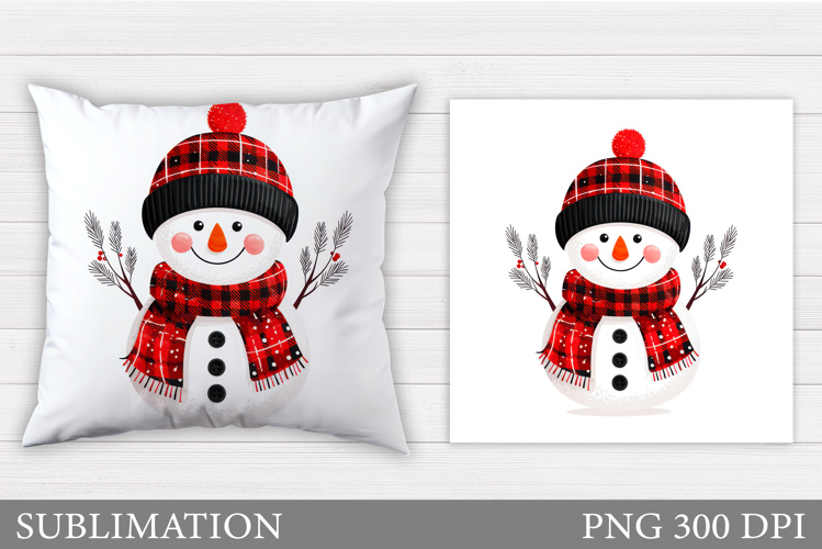 Cute Snowman Pillow Sublimation. Christmas Pillow Design