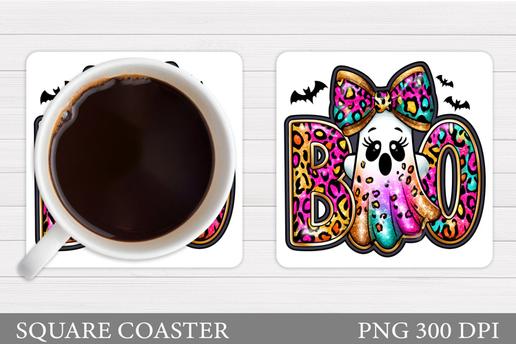 Boo Coaster Design. Halloween Sublimation