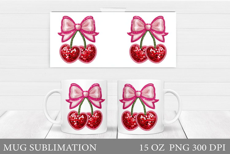 Cherry Mug Sublimation. Valentines Mug Wrap Design