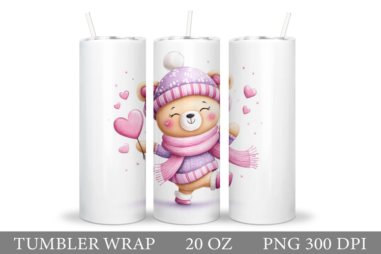 Valentines Bear Tumbler. Valentines Tumbler Sublimation