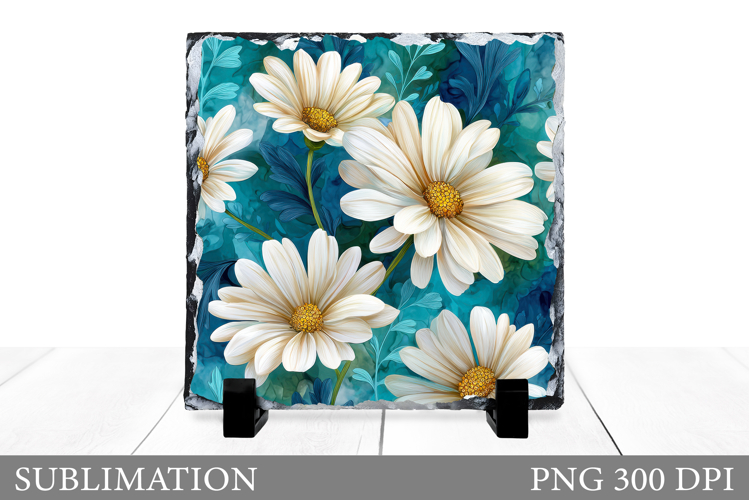 Flowers Square Sublimation. Floral Slate Sublimation