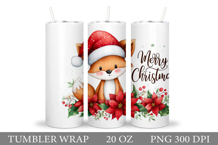 Christmas Fox Tumbler Design. Christmas Tumbler Sublimation